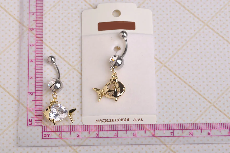 Модный кристалл голубой циркон рыба спираль болтается пирсинг для тела праздник