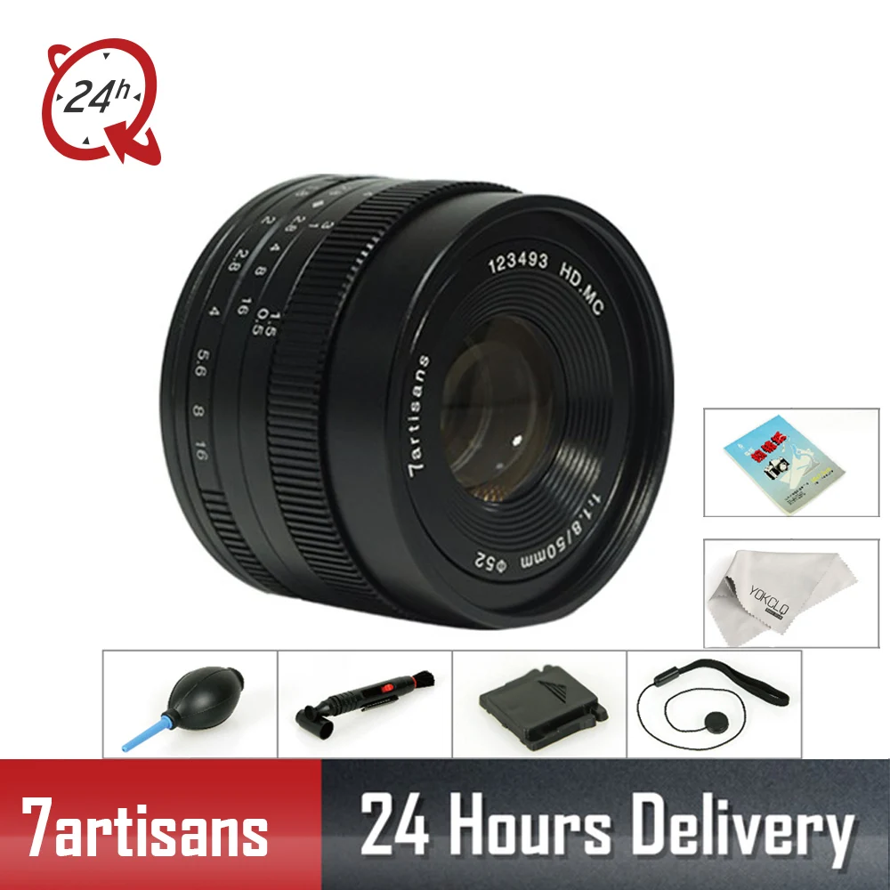 7artisans 50 мм f1.8 объектив с широкой диафрагмой и портрет ручная фокусировка микро Камера объектив подходит для Canon Fuji FX sony A6300 A6500