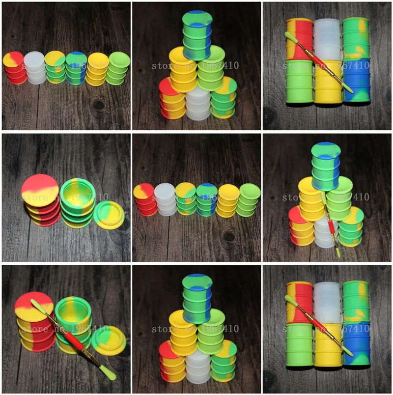 free shipping colorful jars dab wax oil rubber drum shape container large food grade silicon dry herb weed box tool | Дом и сад