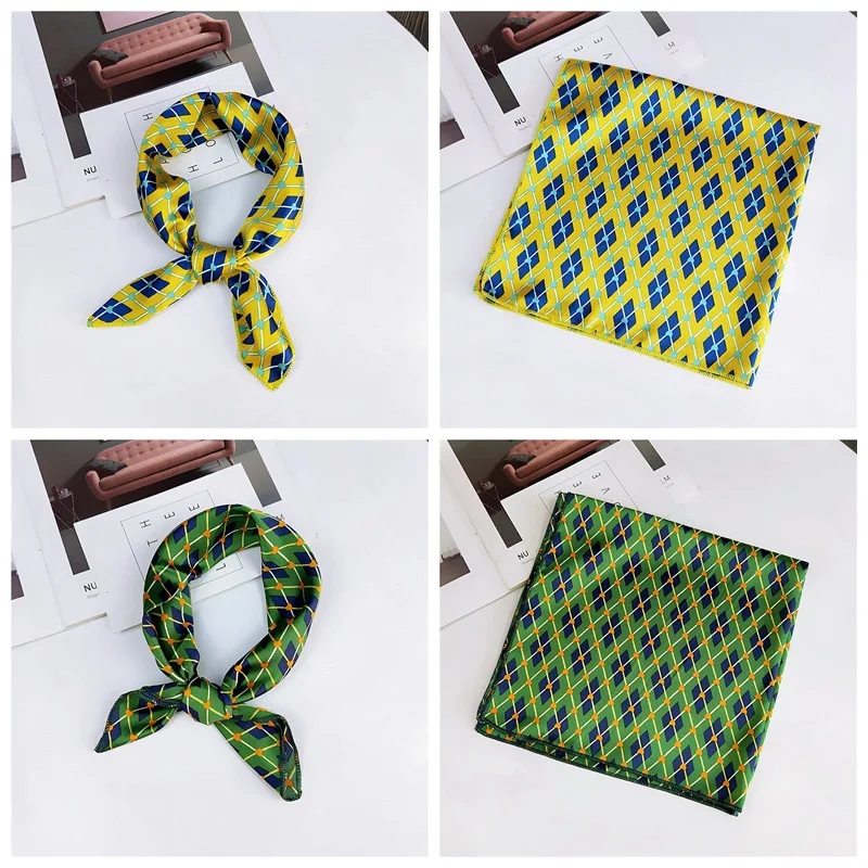 Маленький квадратный атласный шарф, платок на шею, платок для женщин, бандана, элегантная женская повязка на голову, повязка на голову, платок Sjaal