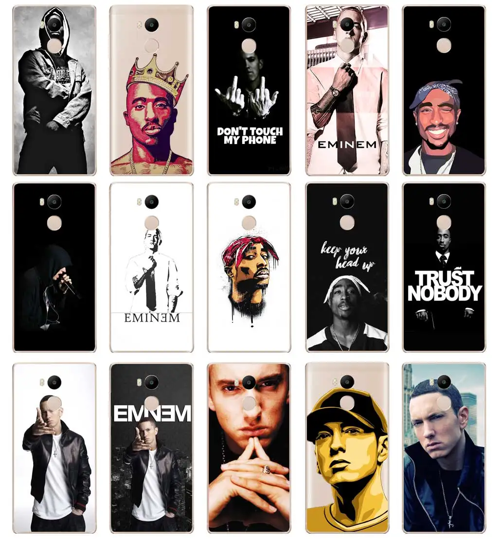DREAMFOX M362 2pac Eminem Soft TPU Silicone Case Cover For Xiaomi Redmi Note 3 4 5 Plus 3S 4A 4X 5A Pro Global |