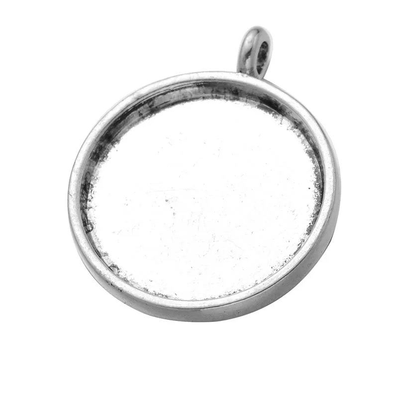 

10pcs/lot 20mm Round Blank Pendant Settings Cabochon Base Bezel Trays Fit Glass Cabochons DIY Pendant Necklace Finding