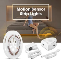 motion sensor dimming light bed lamp under cabinet night light flexible led strip 12v tape 110v 220v us eu power supply