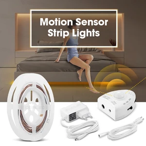 Датчик движения затемняющий светильник, лампа для кровати под шкафом, Ночной светильник, гибкая светодиодная лента 12 В, лента 110 В 220 В, США, ЕС, источник питания