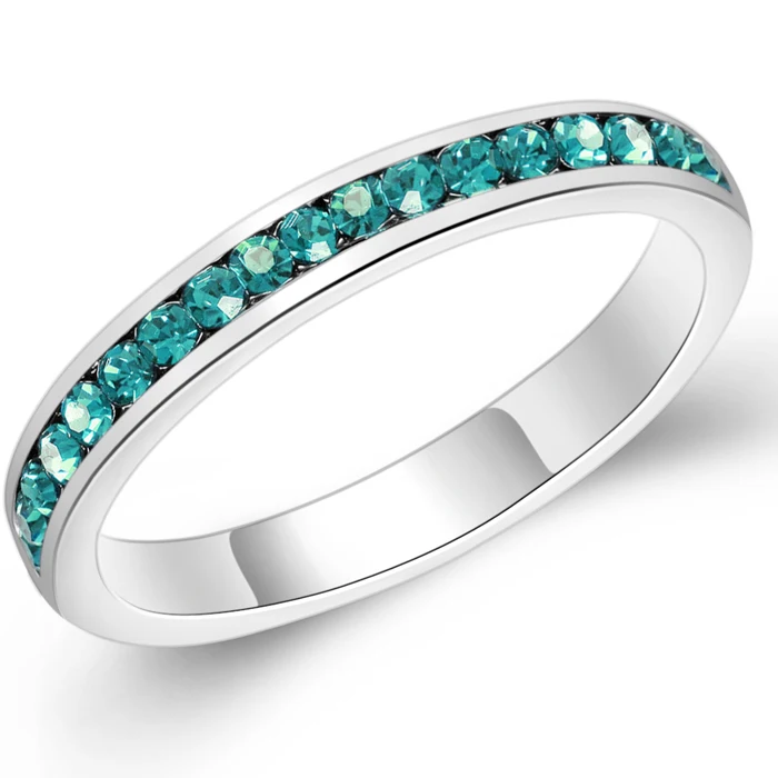 Dec. Bluzircon Hermosa большая акция свадебные круглые красные гранат вечерние кольца для женщин из нержавеющей стали камень ювелирные изделия кольцо размер 7#8 - Цвет основного камня: Dec. Bluzircon