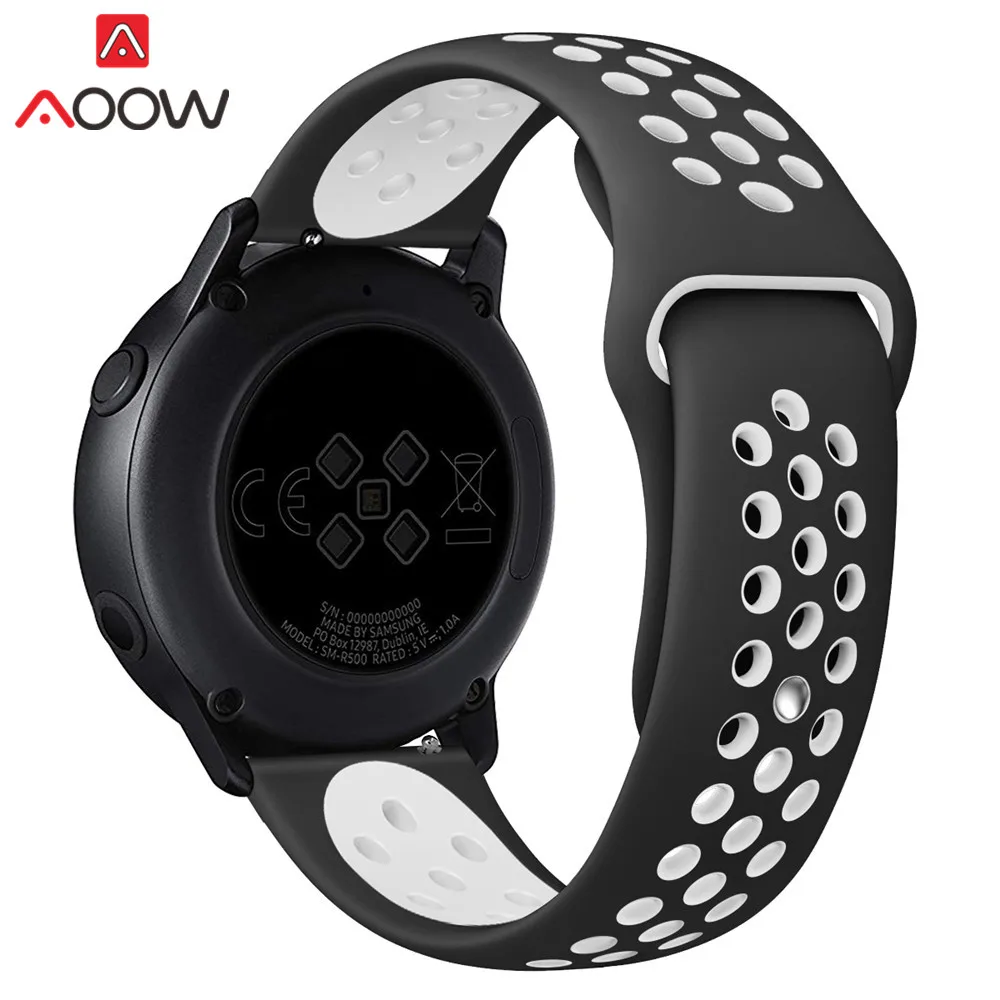 Black White 20 мм силиконовый спортивный ремешок для samsung Galaxy Watch Active 42 мм gear S2 Amazfit bip Мягкий ТПУ дышащий браслет ремешок - Цвет ремешка: Black White