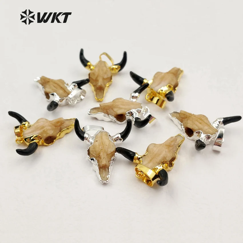WT-P1213 Wholesale popular jewelry tiny size resin cattle head pendant High quality Charm Buffalo pendant for jewelry making
