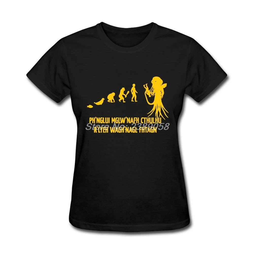 Уникальные женские футболки с коротким рукавом Love Craft Cthulhu футболка Evolution Femme|women t