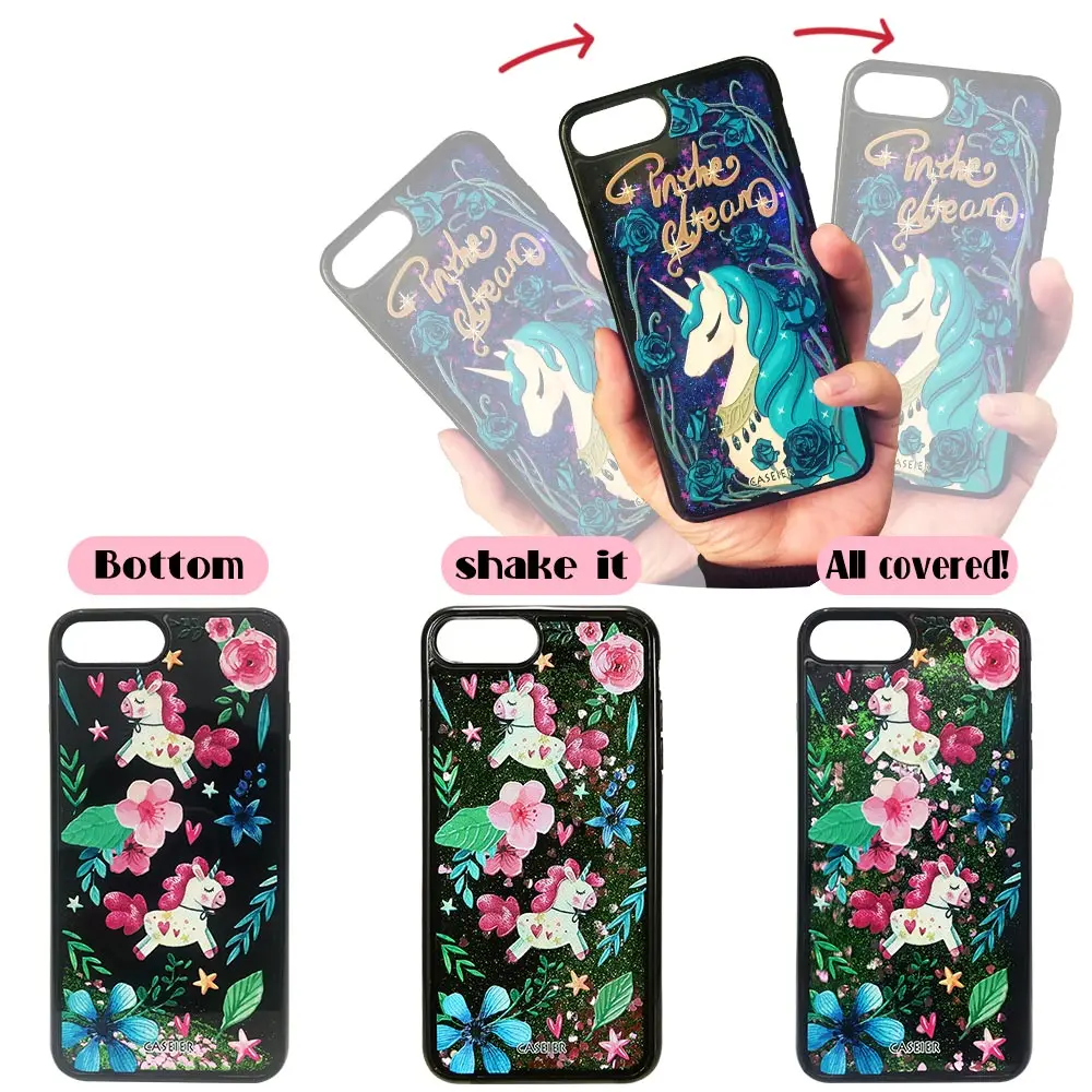 CASEIER 3D чехол с единорогом для iPhone X 8 7 6s Plus силиконовый зыбучий песок блестящий 6S 6