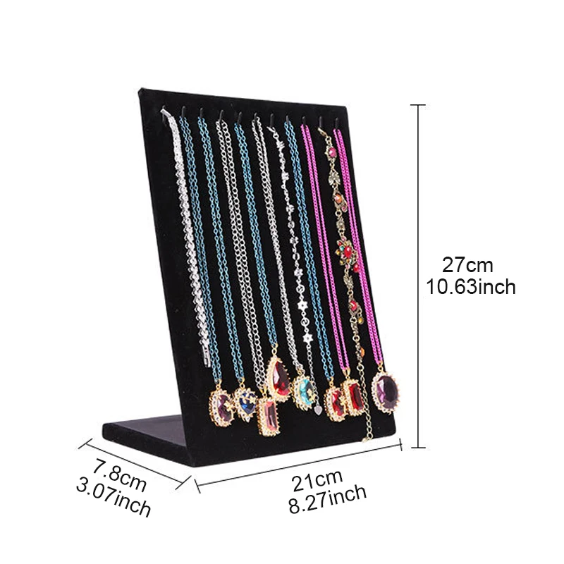11 Hook L-type Velvet Necklace Display ShowCase Holder Women Ladies Jewelry Organizer Necklaces Stand | Украшения и аксессуары