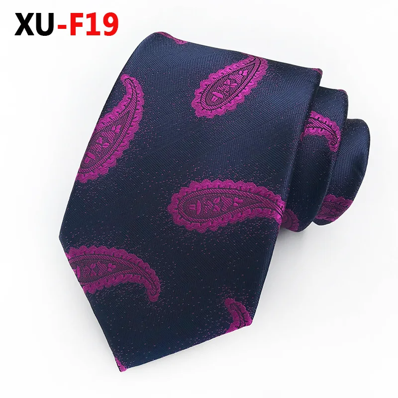 XU-F19 Новые мужские модные галстуки Пейсли классические цветочные полосатые клетчатые жаккардовые галстуки деловые роскошные галстуки для свадебной вечеринки - Цвет: XU-F19