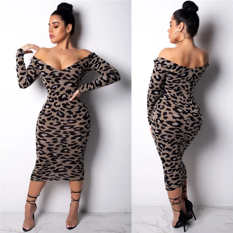 Женское платье с леопардовым принтом Heydress облегающее v-образным вырезом