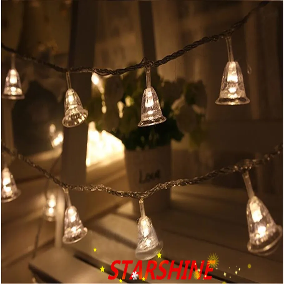 220 В 10 м 100 LED маленький колокольчик светодиодные Гирлянды Гирлянда дерево