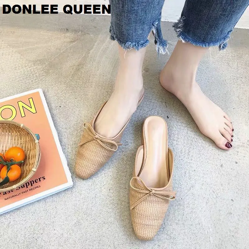DONLEE QUEEN/женские тапочки на плоской подошве летние дышащие шлепанцы без задника
