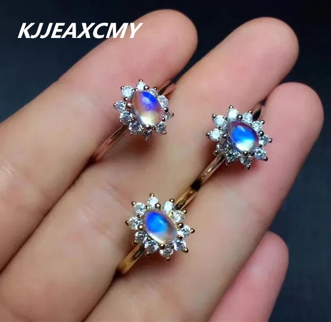 Кольца с лунным камнем KJJEAXCMY женские натуральные драгоценные камни Стерлинговое