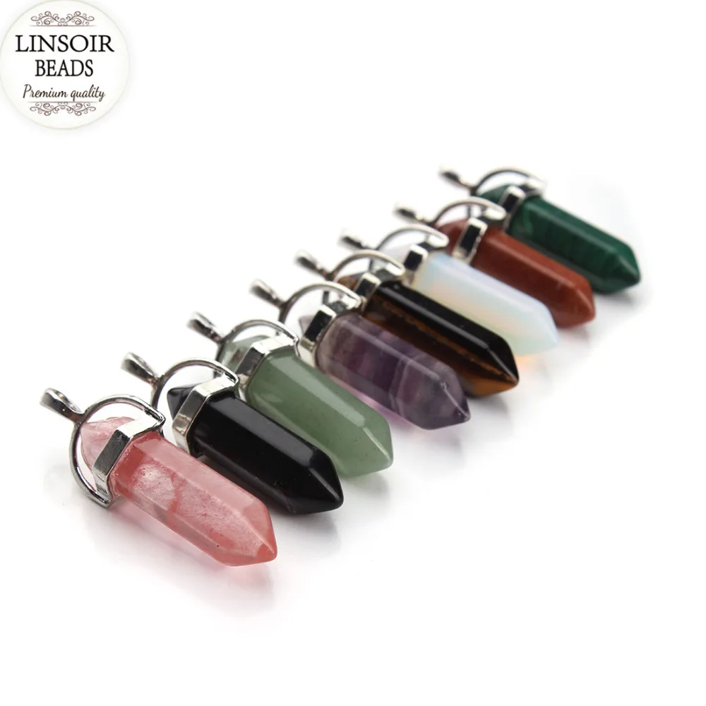 5 шт. оптовая продажа кварцевое ожерелье подвески из натурального камня пуля