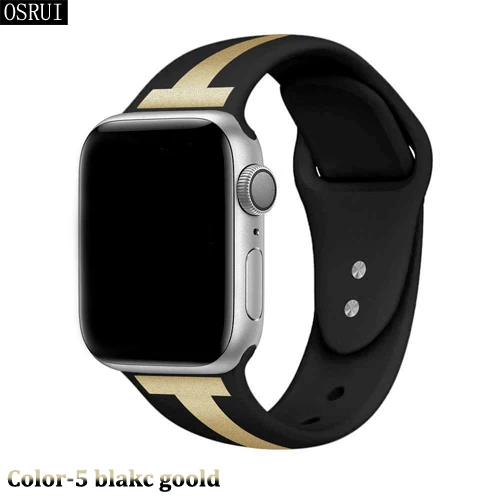 Ремешок для apple watch 42 мм 38 мм correa iwatch 44 мм 40 мм 4 3 2 спортивный силиконовый браслет pulseira apple watch 4 аксессуары - Цвет ремешка: 5 blakc goold