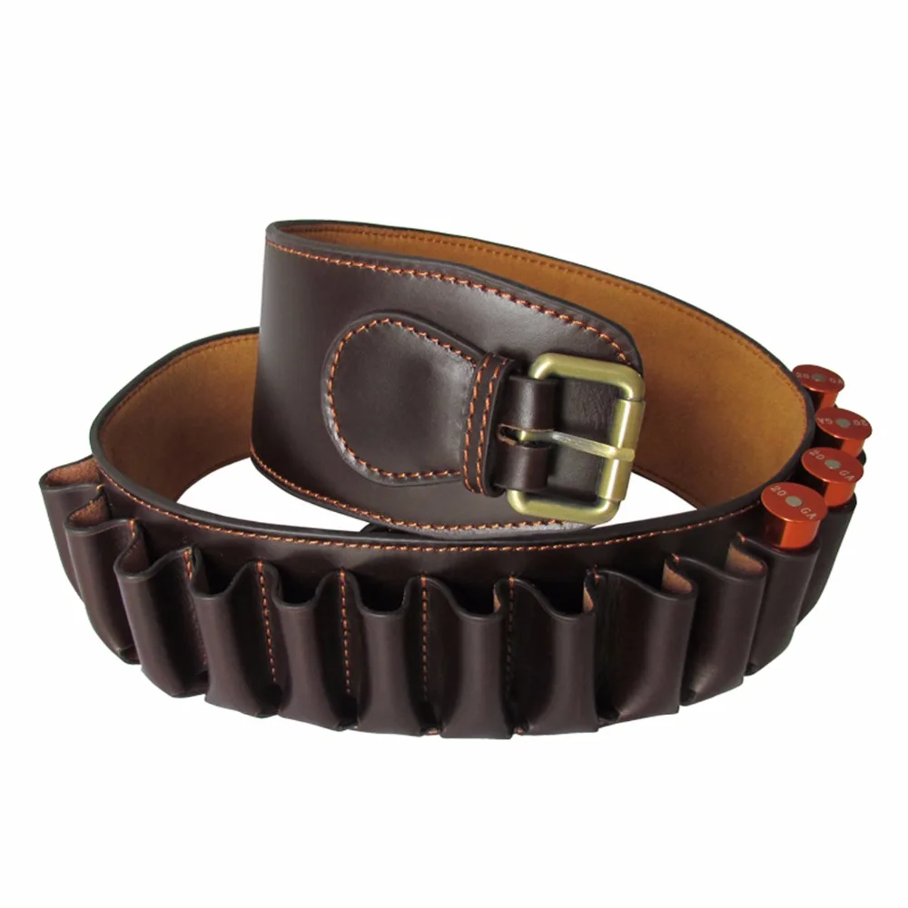 

Tourbon Hunting Tactical Durable Genuine Leather 12 Gauge Shotgun Ammo Shell Cartridges Belt 23 Rounds Bandolier Gun Accessories
