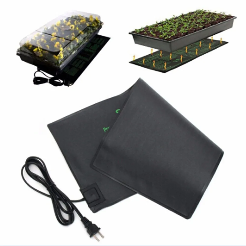 US plug Durable Seedling Heat Mat Plant Seed Germination Propagation Clone Starter Pad Warm Hydroponic Heating Pad 52 X 24cm - Цвет: Black