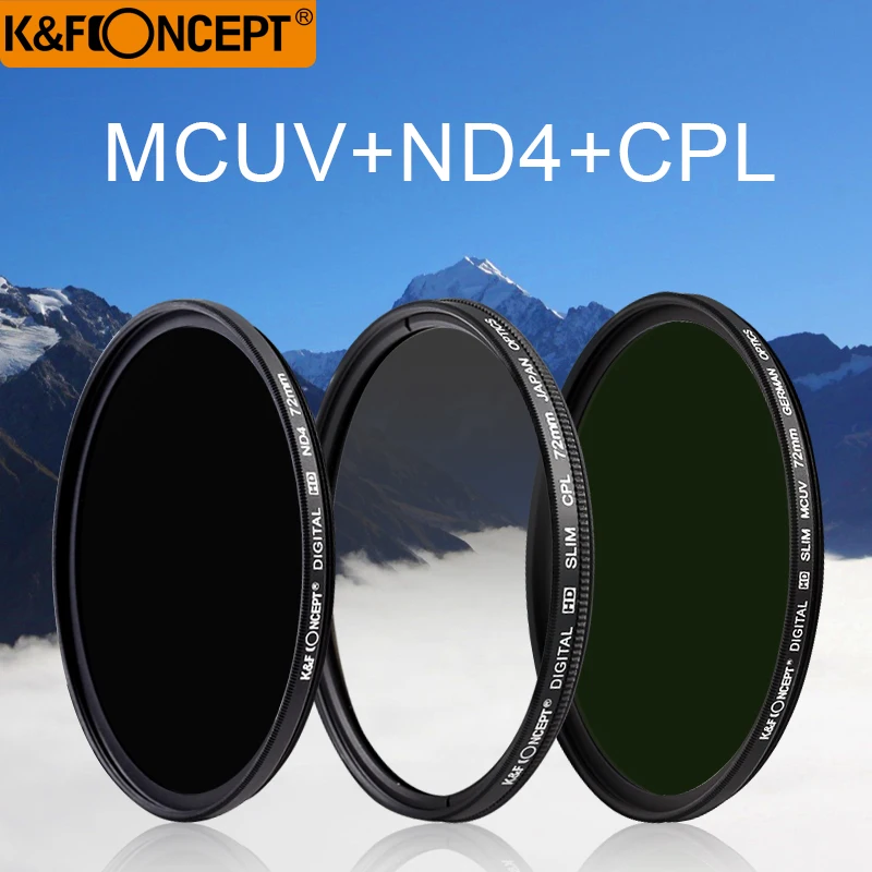 K &amp F концепция бренда УФ CPL ND4 Камера фильтр объектива 52/55/58/62/67 /72/77 мм протирочная