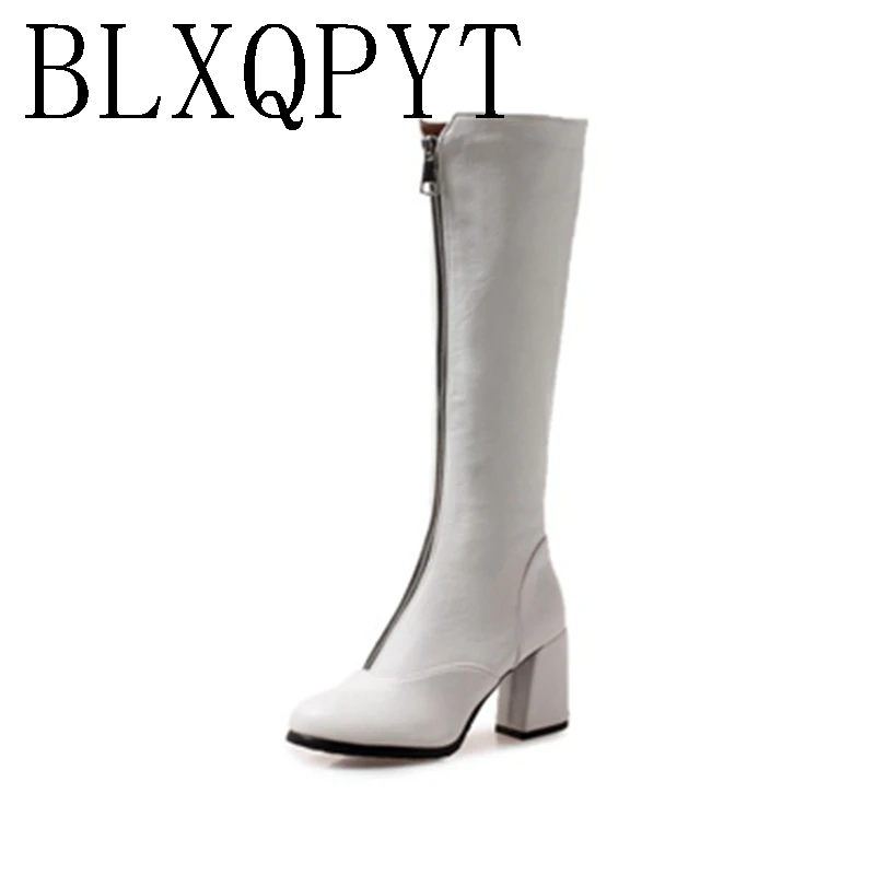 

BLXQPYT New Big Small Size 32-46 Knee Boots Women Sexy High Heels Autumn Winter Shoes woman Round Toe ZIP Knight Boots 18-67