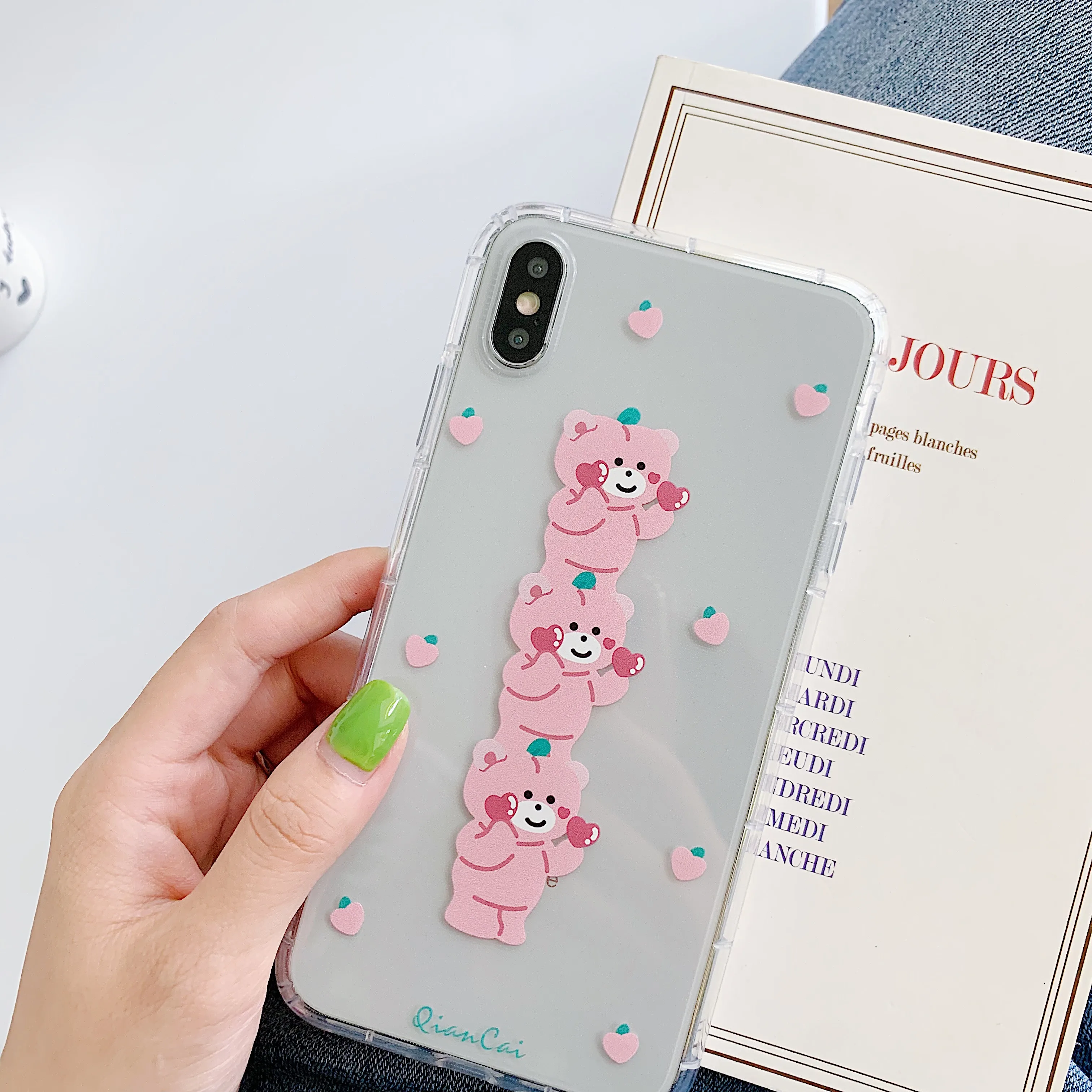 Милый розовый персиковый чехол для телефона с рисунком медведя iphone 7 8 6 6S Plus