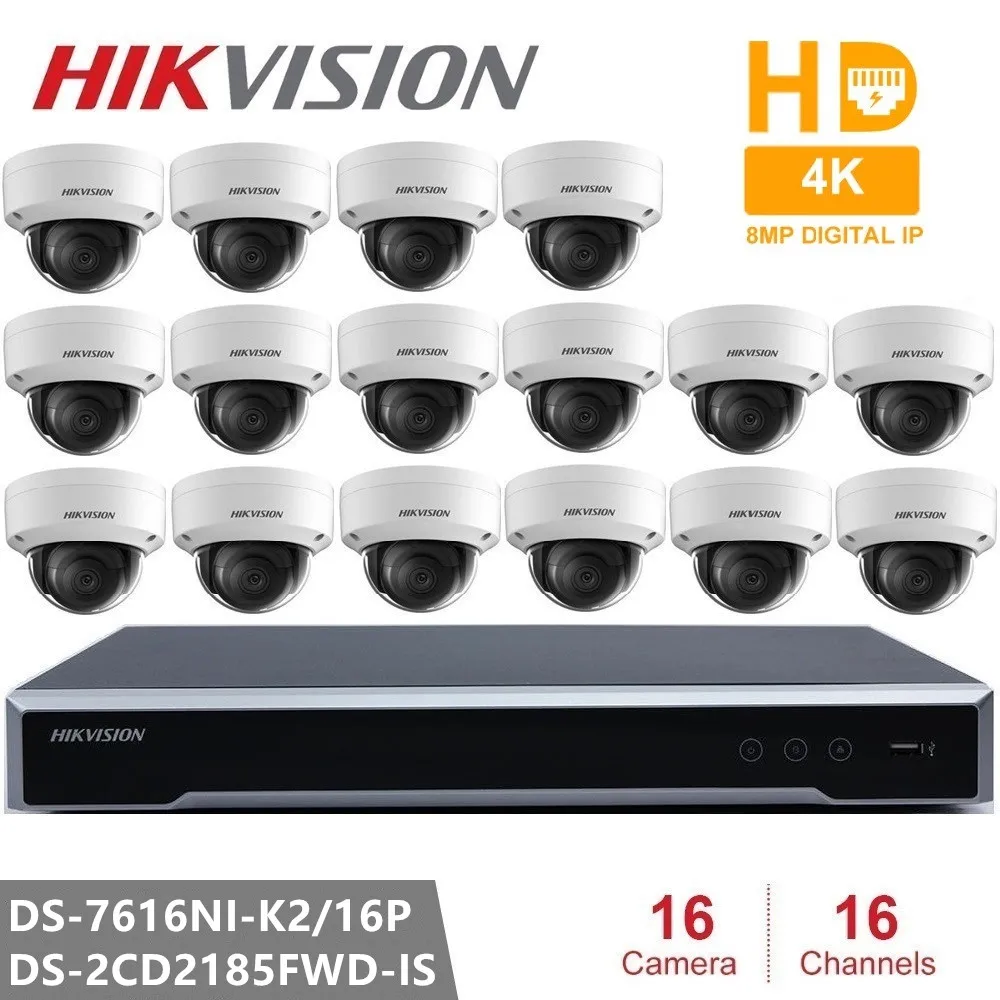 Камера видеонаблюдения Hikvision 4K + 16 шт. встроенный видеорегистратор 8 Мп H.265 IP DS 7616NI