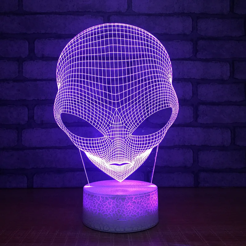 Инопланетянин 3D Акриловый светодиодный ночник сенсорный 7 цветов меняющийся