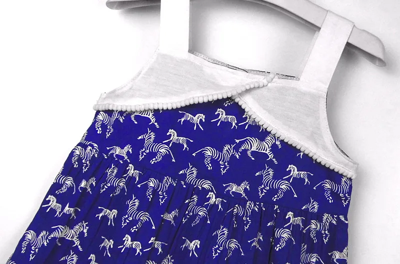 Girl print dress with a zebra childrens cotton Suspender Cute girl Summer Floral Toddler kids Sleeveless Dress | Детская одежда и