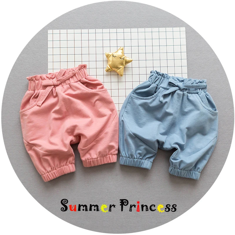 Summer Princess 2017 Newfashioned baby girl Shorts Pants England Style Solid Mid Decorative with Bowknot Caparis |