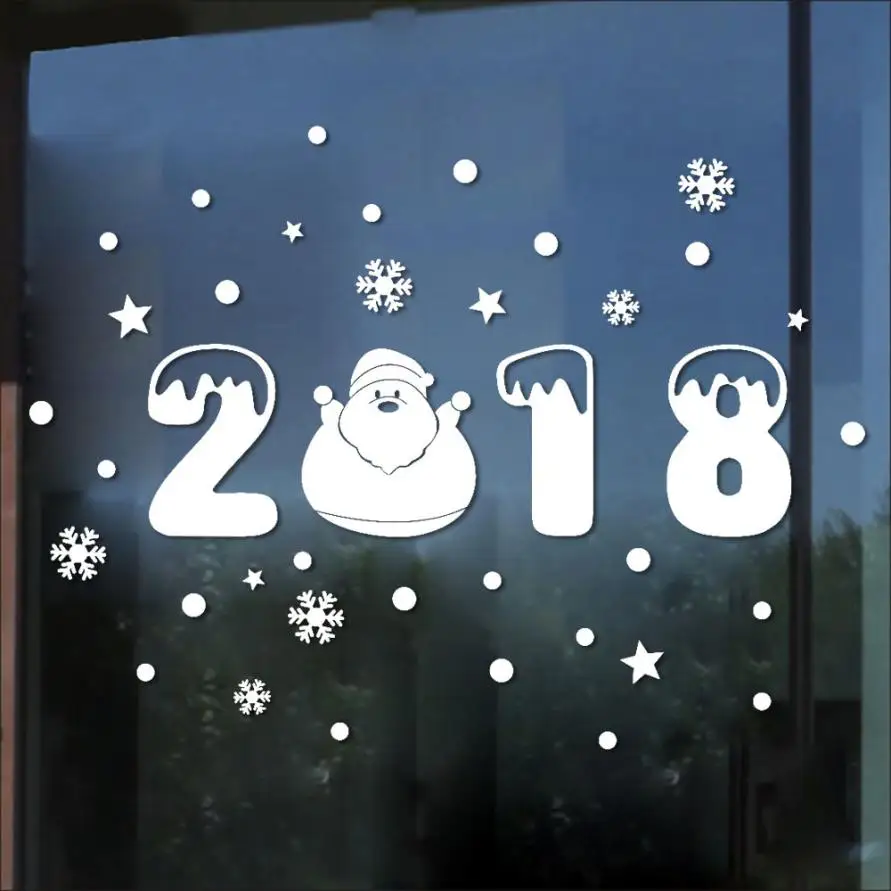 Домашний декор счастливого Нового года 2018 Веселая Наклейка на стену в виде
