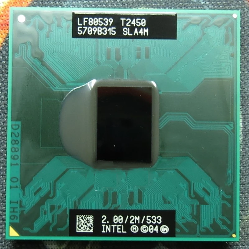 

Оригинальный процессор Core Duo T2450 cpu 2M Cache2/2,0 ГГц/533/двухъядерный процессор для ноутбука Разъем M / mPGA478MT поддержка PM945 943.