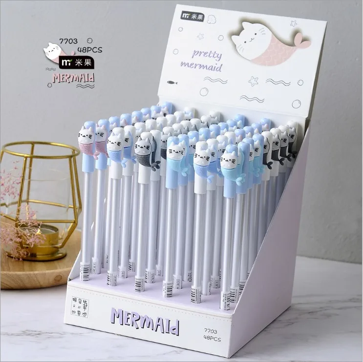 Шт. 48 шт. гелевые ручки Русалка Единорог черный цветной kawaii подарок гелевые чернила ручки для письма милые канцелярские принадлежности Школьные принадлежности - Цвет: 7703MaoMi