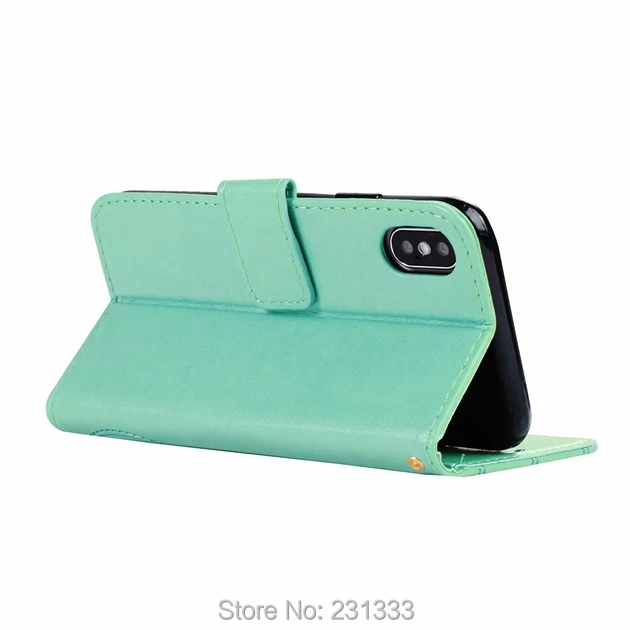 Кожаный чехол кошелек C ku с бабочками для Iphone X 8 7 PLUS I7 6 6S SE 5 подставкой в форме