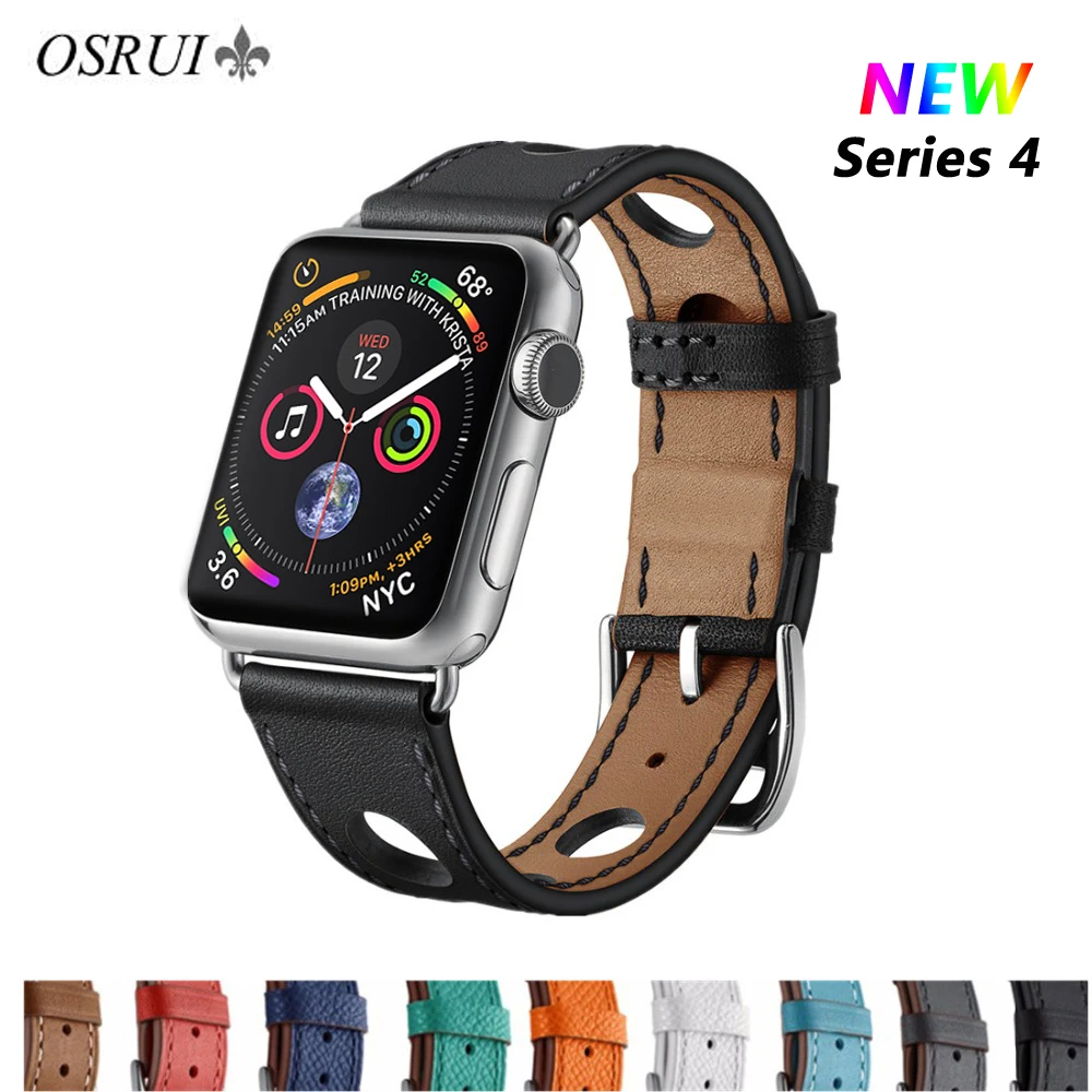 OSRUI кожаный ремешок для Apple Watch 4 группа 44 мм 40 correa 42 38 iwatch серия 3 2 запястье браслет