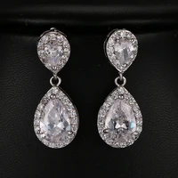 floralbride fashion jewelry anti allergic girls cubic zircon earring charm water drop earring women dangle wedding earring