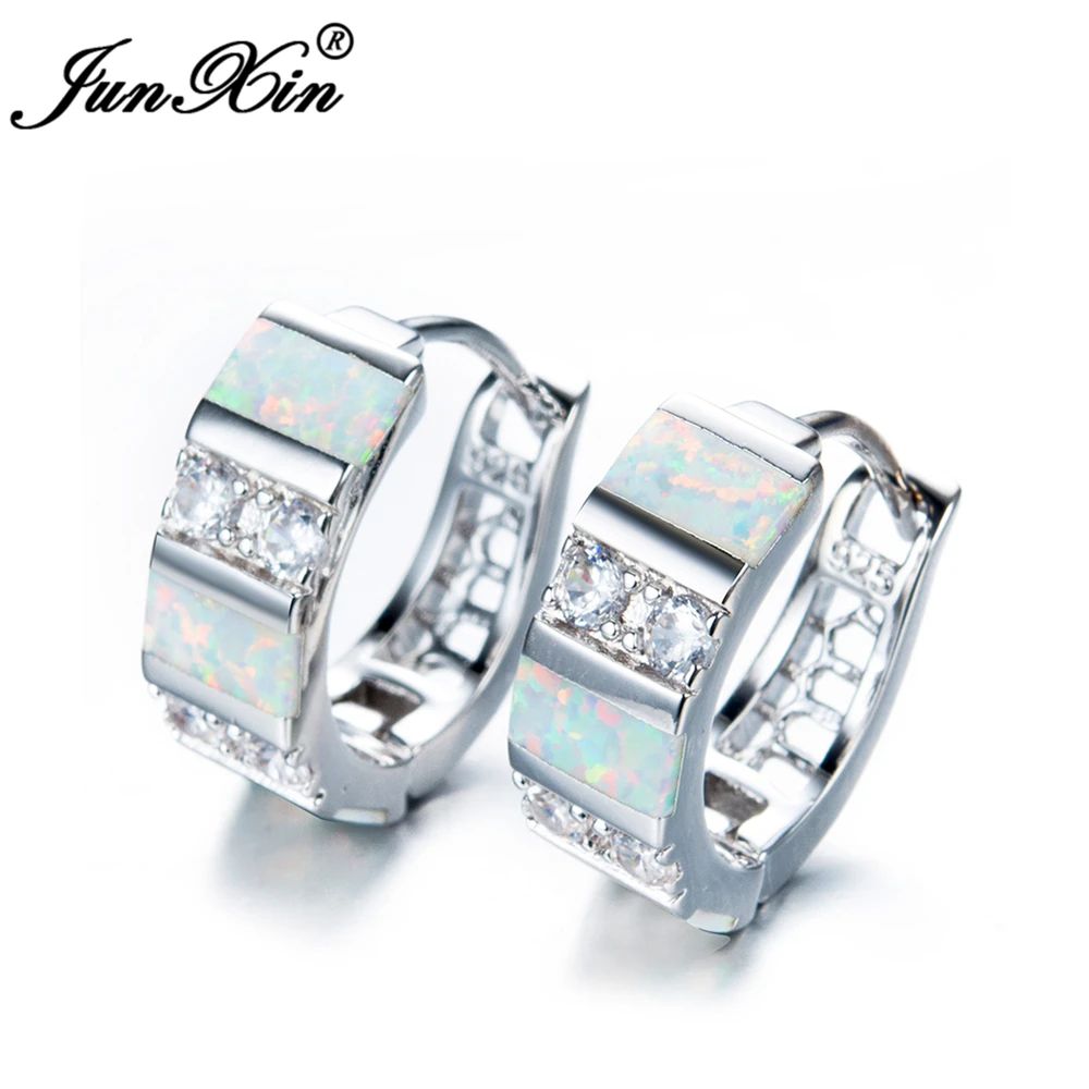 JUNXIN женские серьги с Белым Круглым огненным опалом женская модная бижутерия