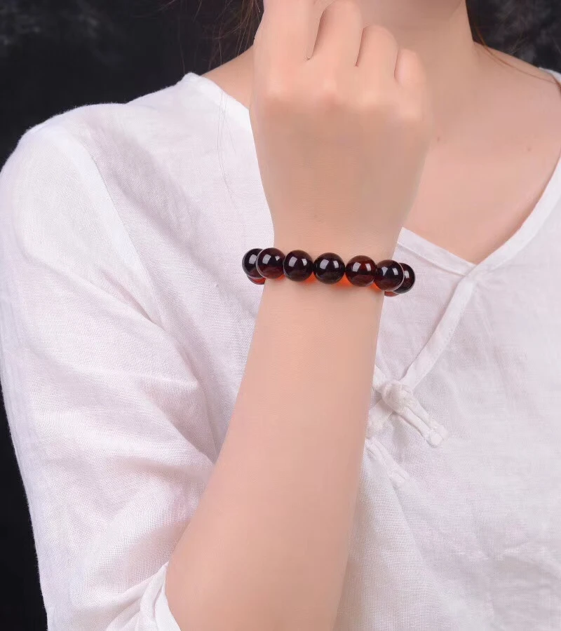 Natural Blood Red Amber Bracelet Jewelry For Women Man Healing Beauty Crystal 11mm Round Beads Stone Gemstone AAAAA Certificate | Украшения