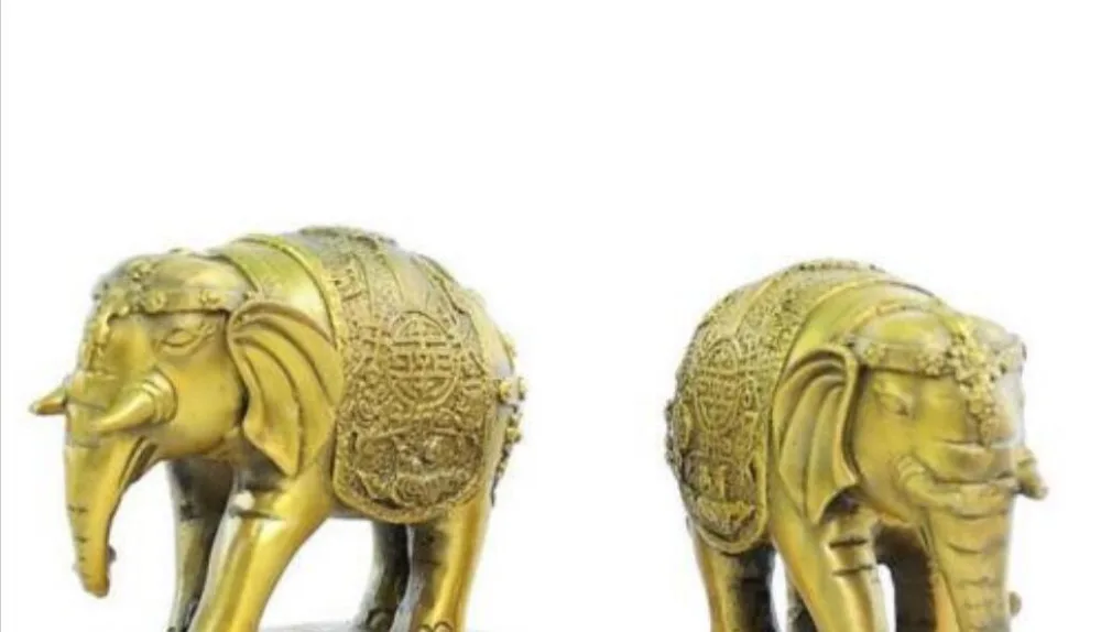 Тяжелый Китайский Бронзовый Фэншуй Благоприятный Слон Heffalump статуя скульптура