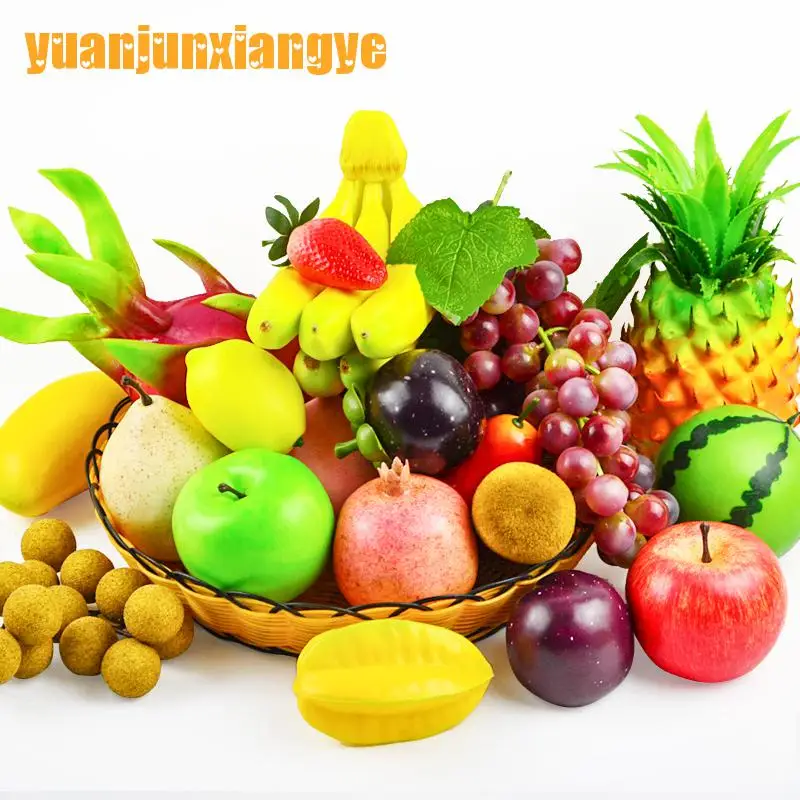 

Festive Party Supplies Artificial Decorations simulation Plastic 3D Apple Banana Grape Mixture Fruit set Model Props