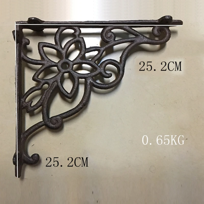 

2pcs/ One Pair Antique Floral Cast Iron Decorative Shelf Brackets Wall Mounted Support