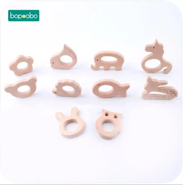 mix Bopobo, Детские Прорезыватели, коляска, игрушки, 10 шт., деревянная птица, можно жевать, бук, деревянные развивающие игрушки, прорезыватели, ювелирные изделия, детский деревянный Прорезыватель - Цвет: mix
