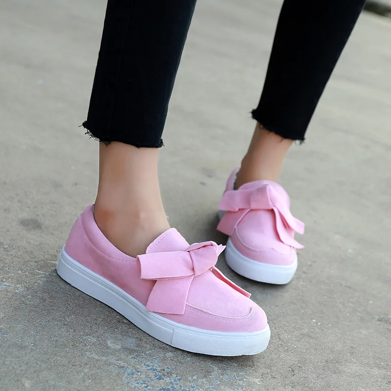 Женская обувь с бантом парусиновая для скейтбординга Повседневная дышащая