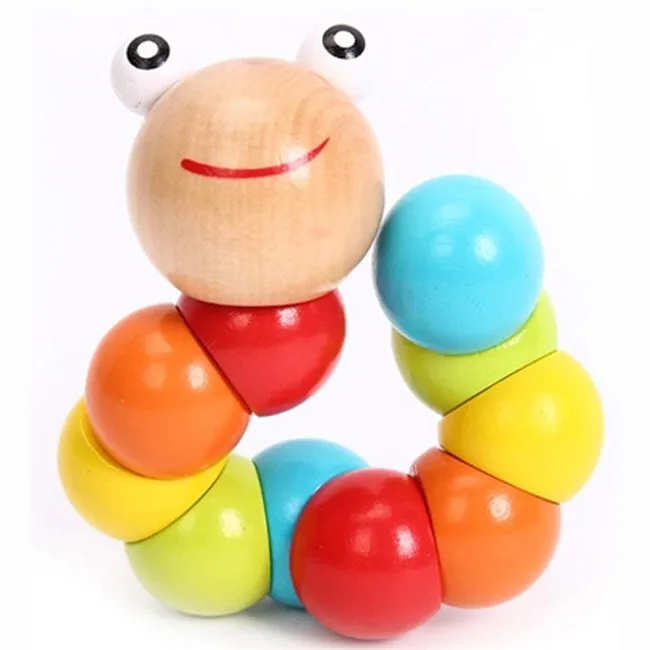 Juguetes de madera para beb&eacute;s, nueva variedad de insectos giratorios, juguetes educativos, oruga alegre, JK870045, 2020-3