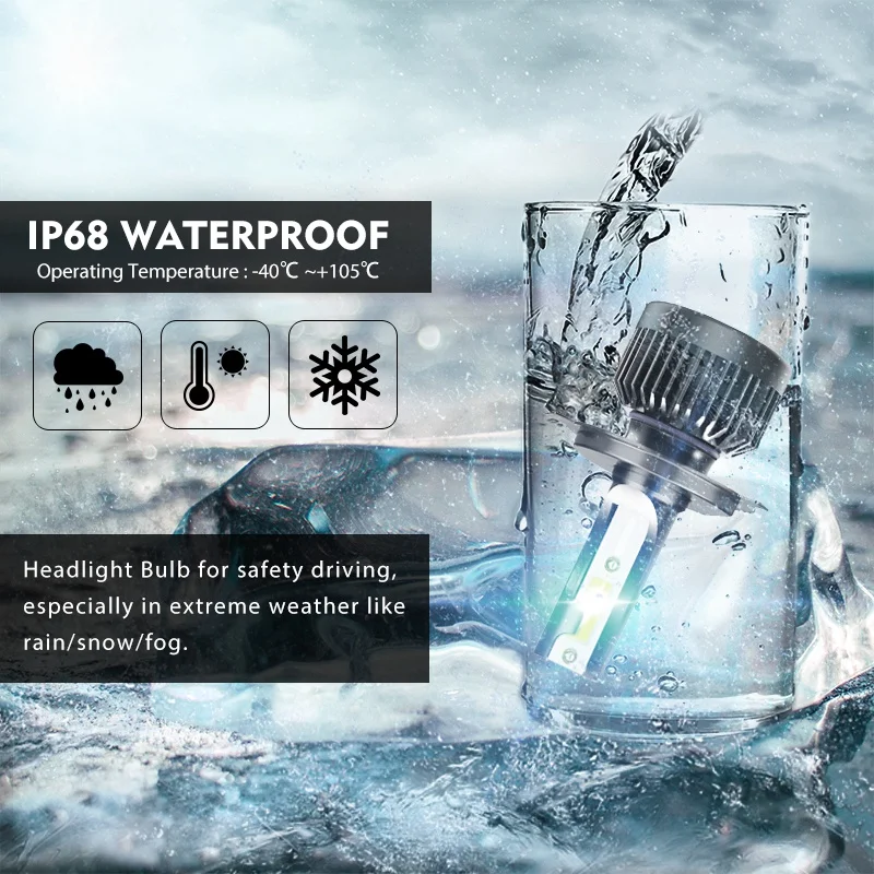 Led Headlight Bulbs H4 All-In-One Conversion Kit High/Low Beam Extremely Bright 6000K White 12000 Lumens | Автомобили и мотоциклы