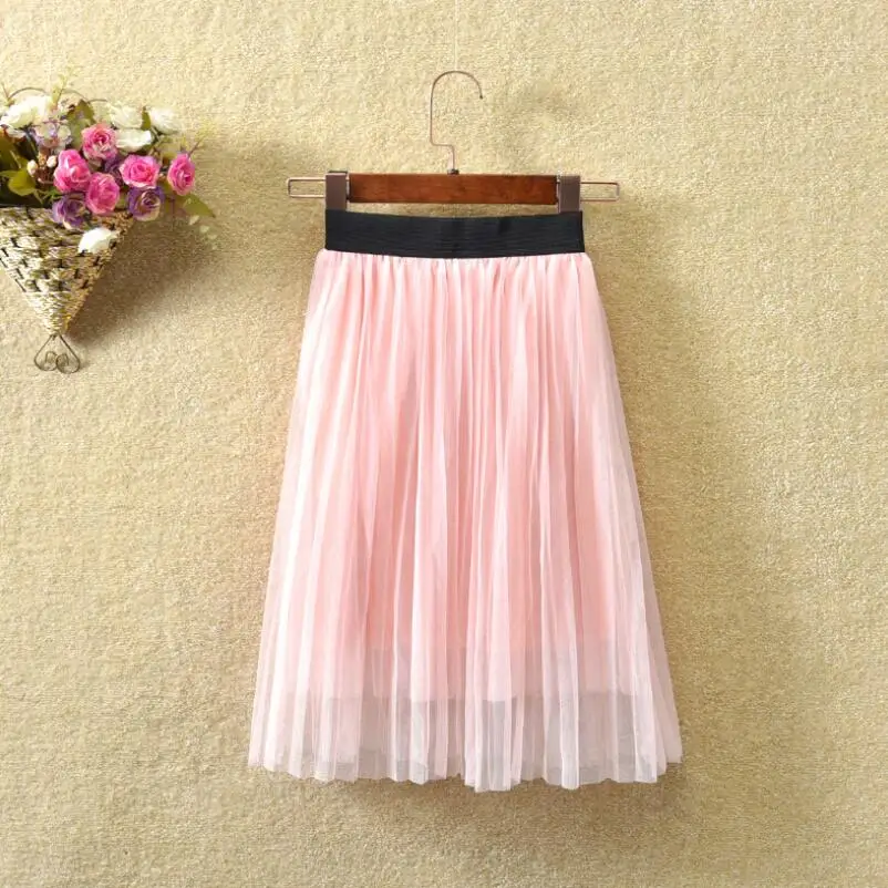 1 pink baby skirts Весенне-осенне-летняя школьная юбка для девочек однотонная плиссированная юбка-пачка из сетчатого материала для детей костюм принцессы для детей пачка для девочек JW4839 - Цвет: 1 pink baby skirts