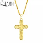 QIAMNI золотой тон Crusifix Иисус благословение крест кулон ожерелье Медный Шарм Христианские Религиозные ювелирные изделия патриотические