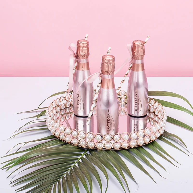 Металлический жемчужный поднос зеркальная пластина подставка для торта