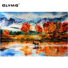 GLymg 5d Diy Алмазная Картина Набор полная дрель корова пейзаж Стразы