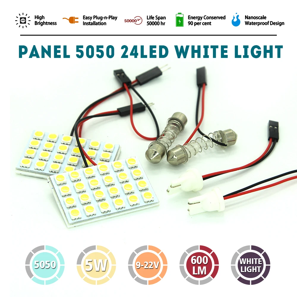 Автомобильная панель лампа для чтения карт 5050 smd 24 LED SMD купольный на крышу адаптер